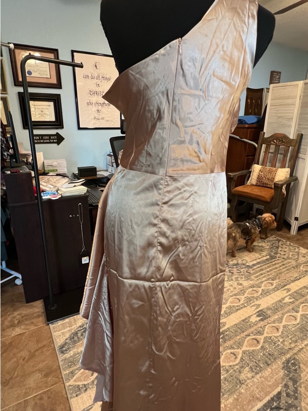 SHEIN One-Shoulder Satin Gown in Champagne - Picture 2 of 2